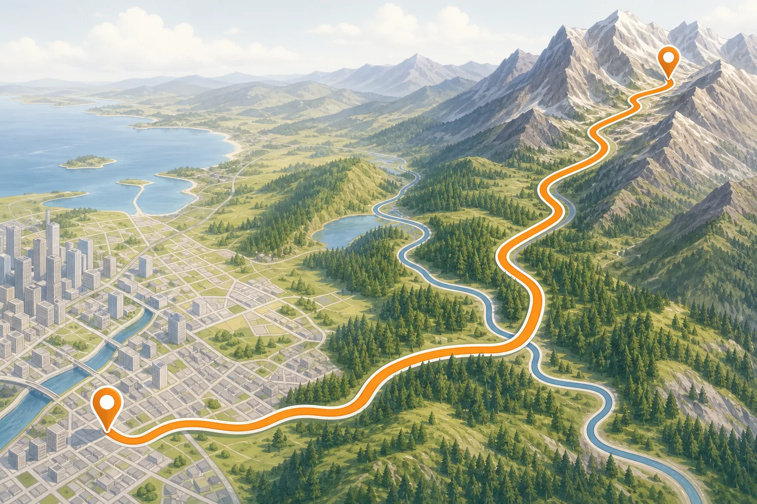 Bing Maps Driving Directions detail view with alternate routes and nearby landmarks