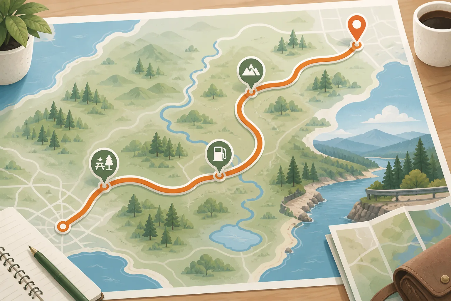 Route detail map showing alternative roads for a MapQuest Route Planner trip