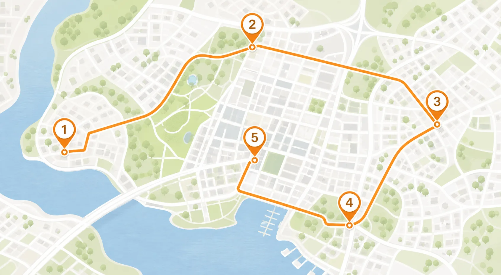 MapQuest Route Planner illustration with multiple stops connected across a city map