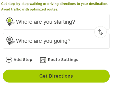 Mapquest Walking Directions settings panel