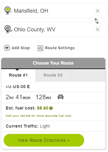 Mapquest Ohio Settings